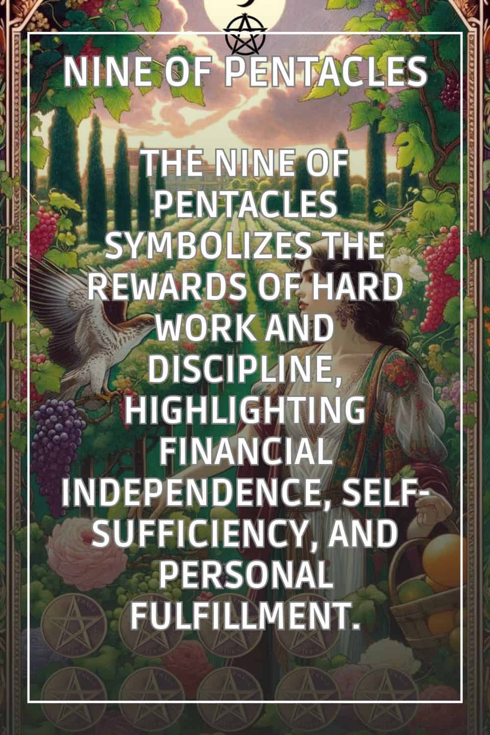 nine of pentacles tarot card meaning pin