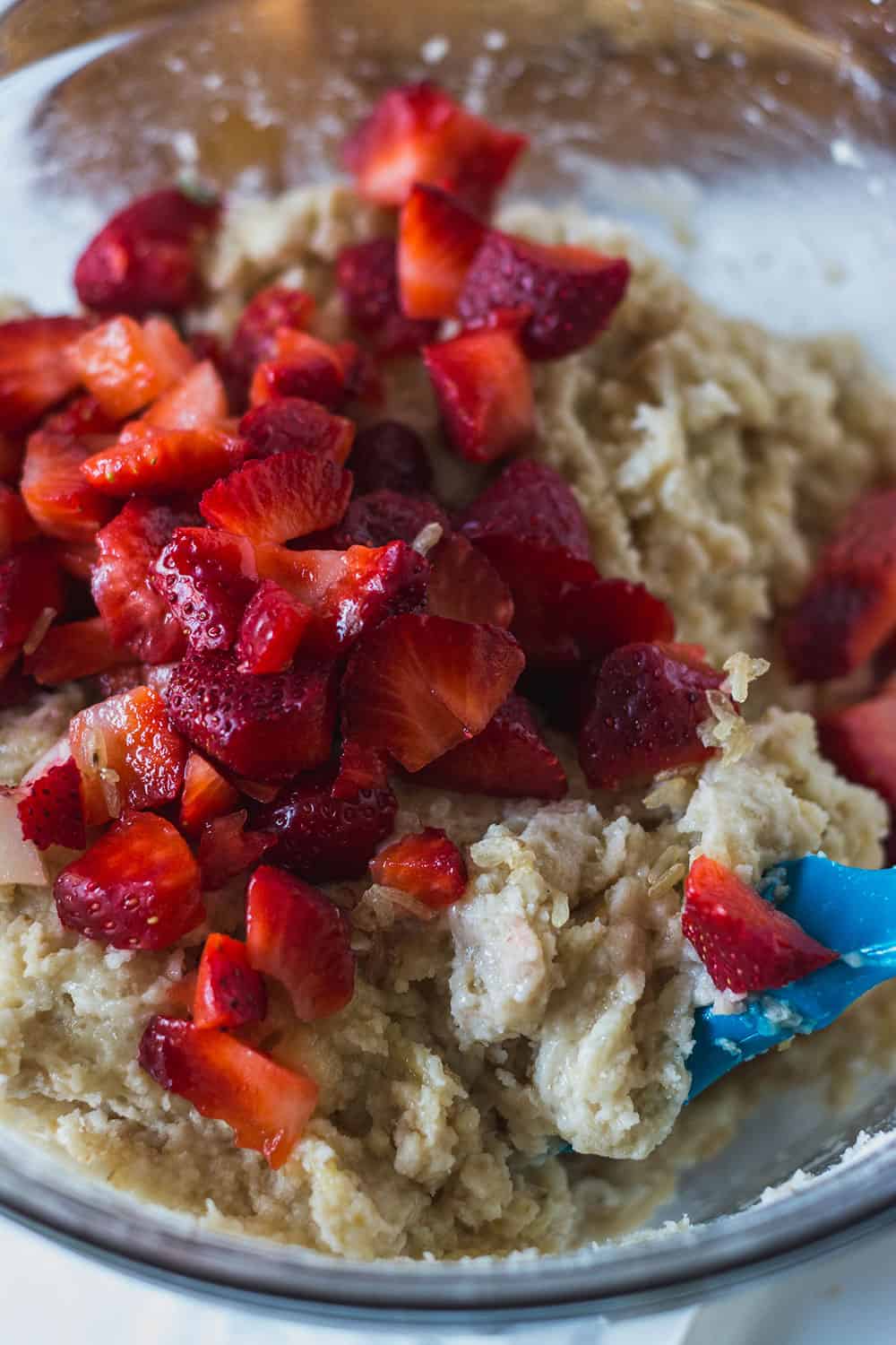 Strawberry Banana Bread (Vegan, Gluten-Free) ingredients in a bowl