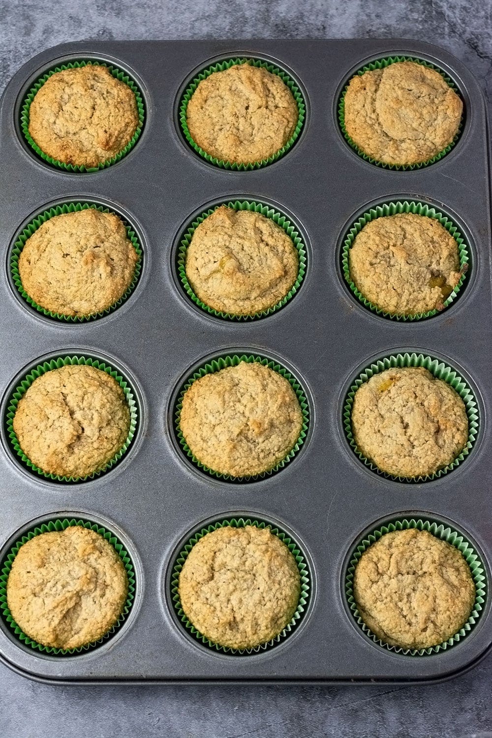 Overlay of vegan persimmon banana muffins