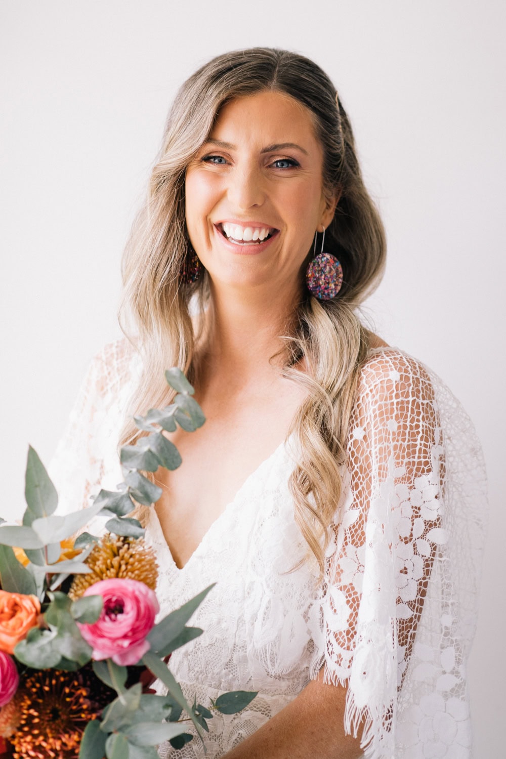 natural smiling bridal portrait in Adelaide wedding
