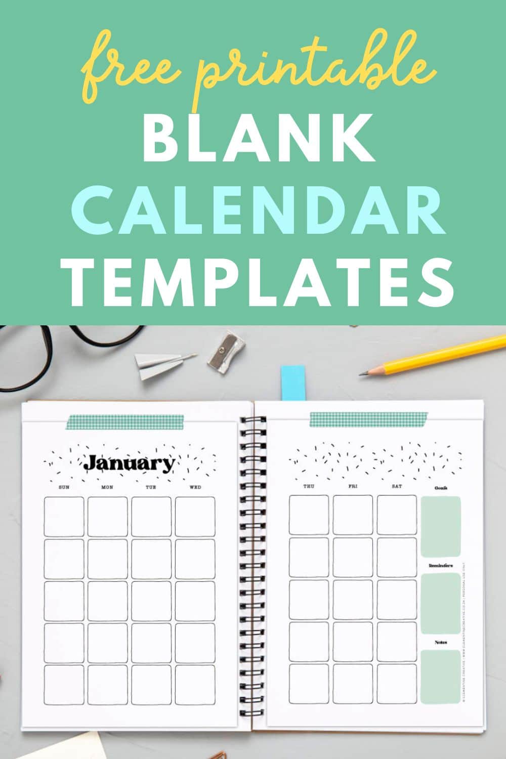 Bullet Journal Monthly Calendar Templates (Free Printable PDF) - Clementine Creative for Free Printable Monthly Planner Pages