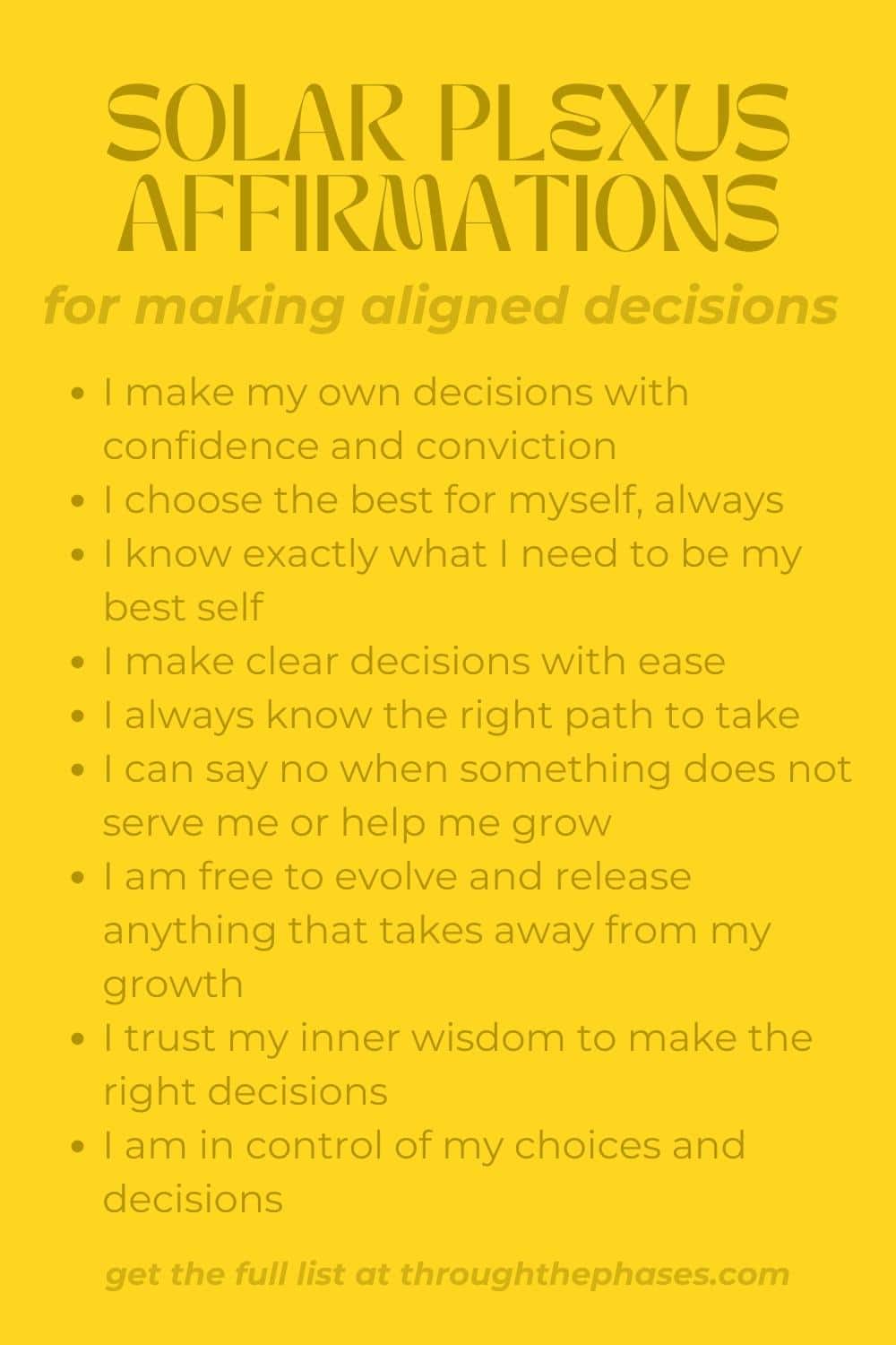 solar plexus affirmations for making aligned decisions