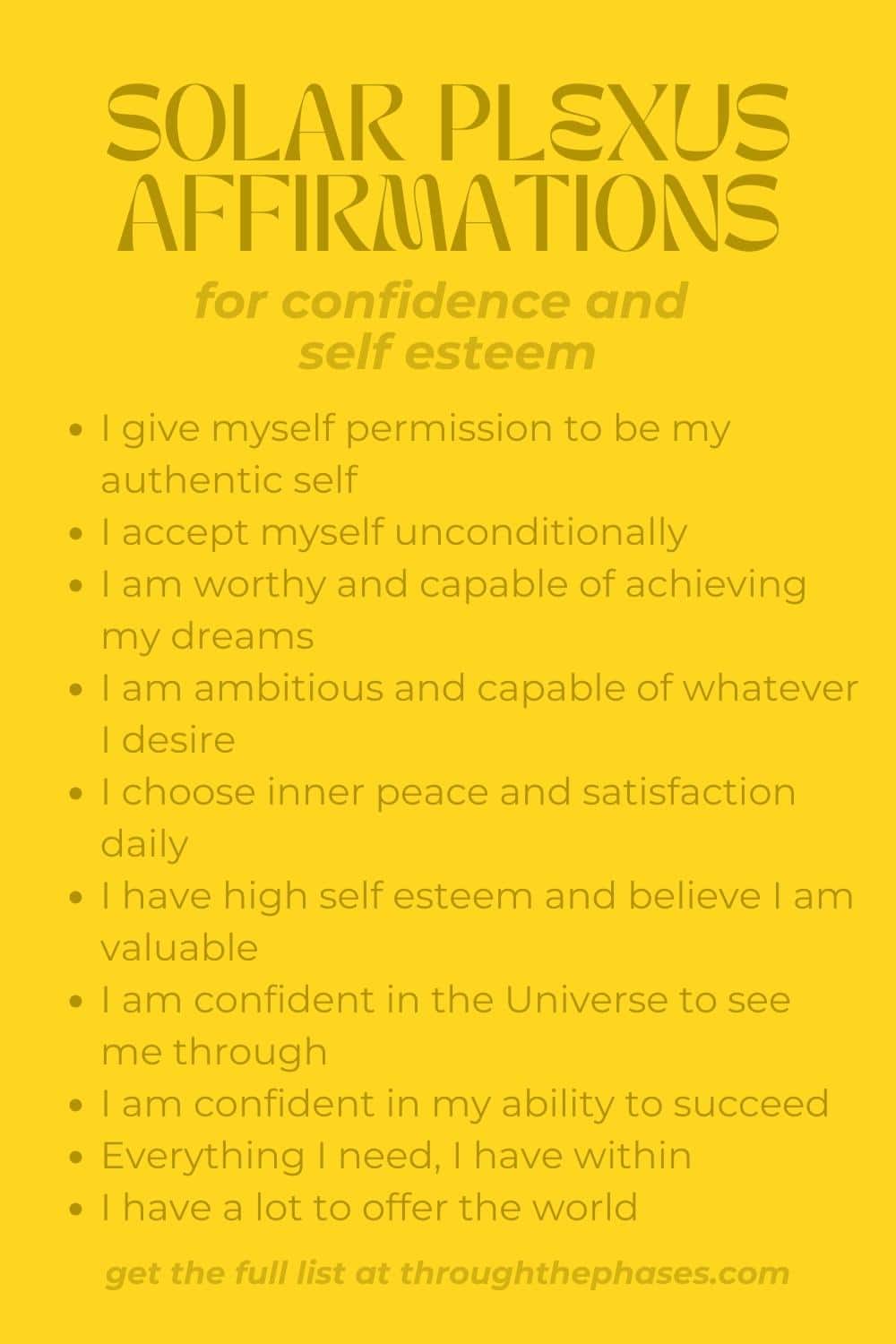 solar plexus affirmations for confidence and self esteem