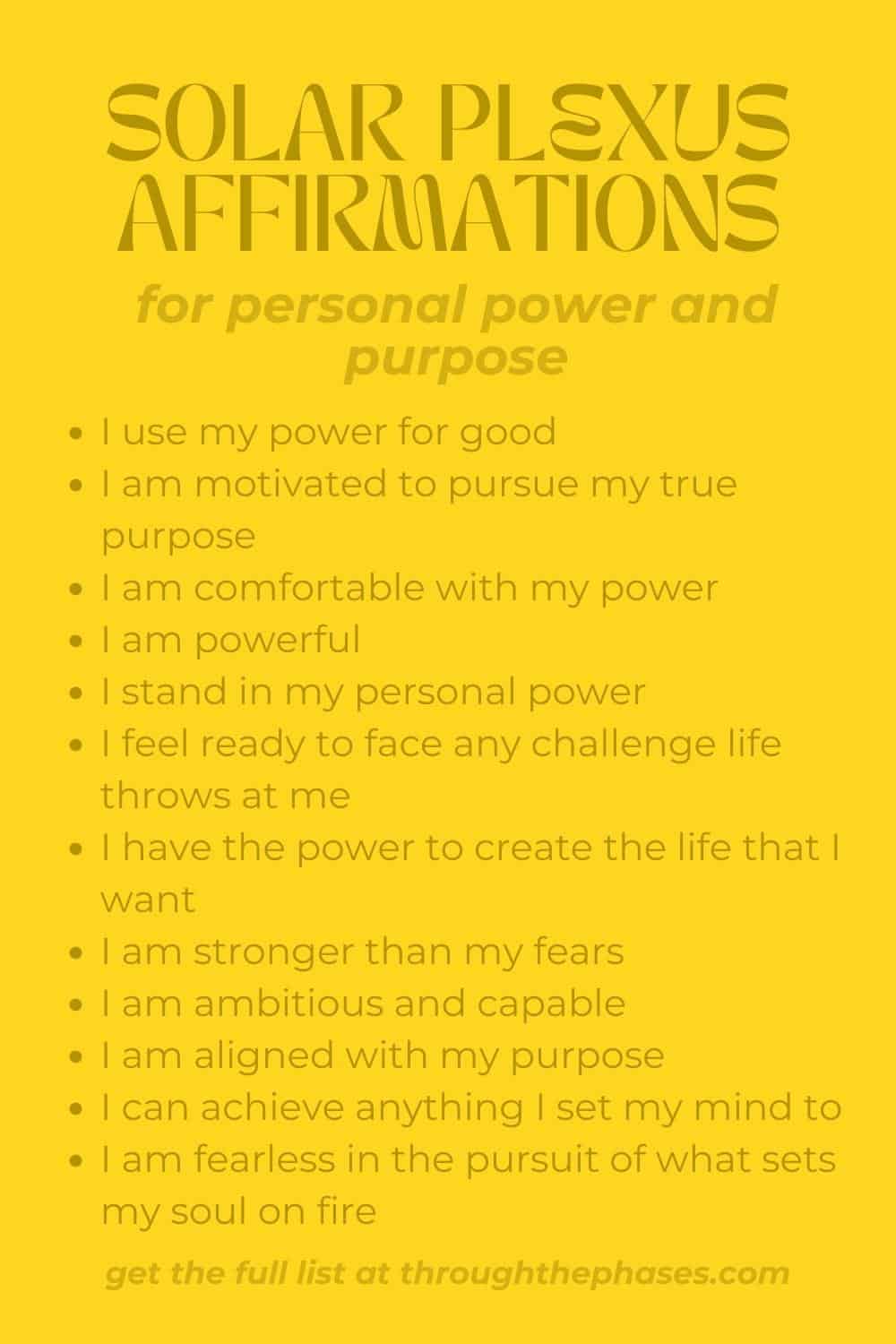 solar plexus affirmations for personal power and purpose