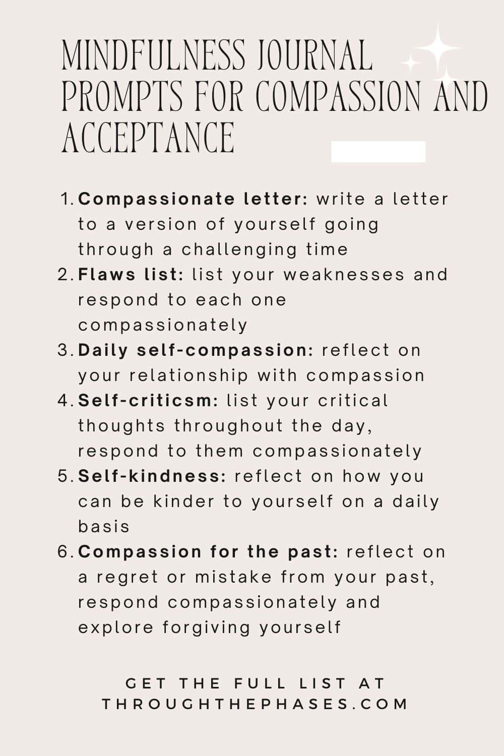 mindfulness journal prompts for compassion and acceptance