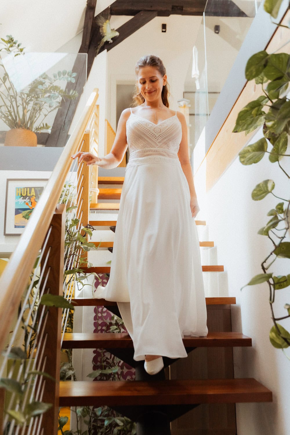 Bridal portrait during getting ready at home