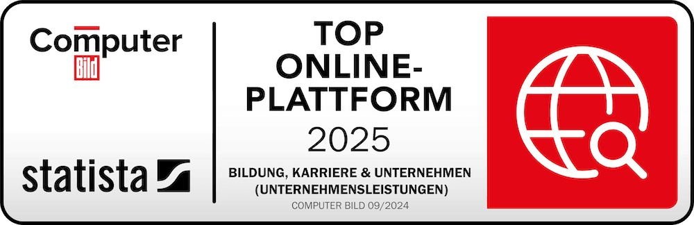 Das Siegel von Computer BILD und statista die absence.io als "Top Online-Plattform 2025" ausgezeichnet haben.