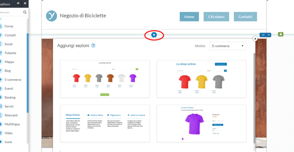 Come creare un ecommerce con One Minute Site 2.0 seleziona