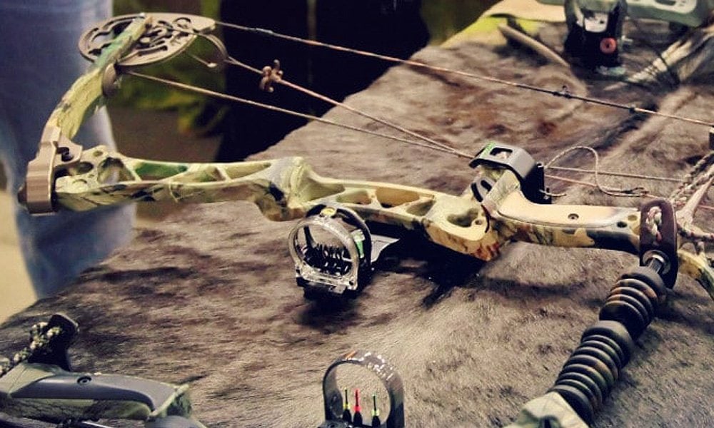 compound bow on table