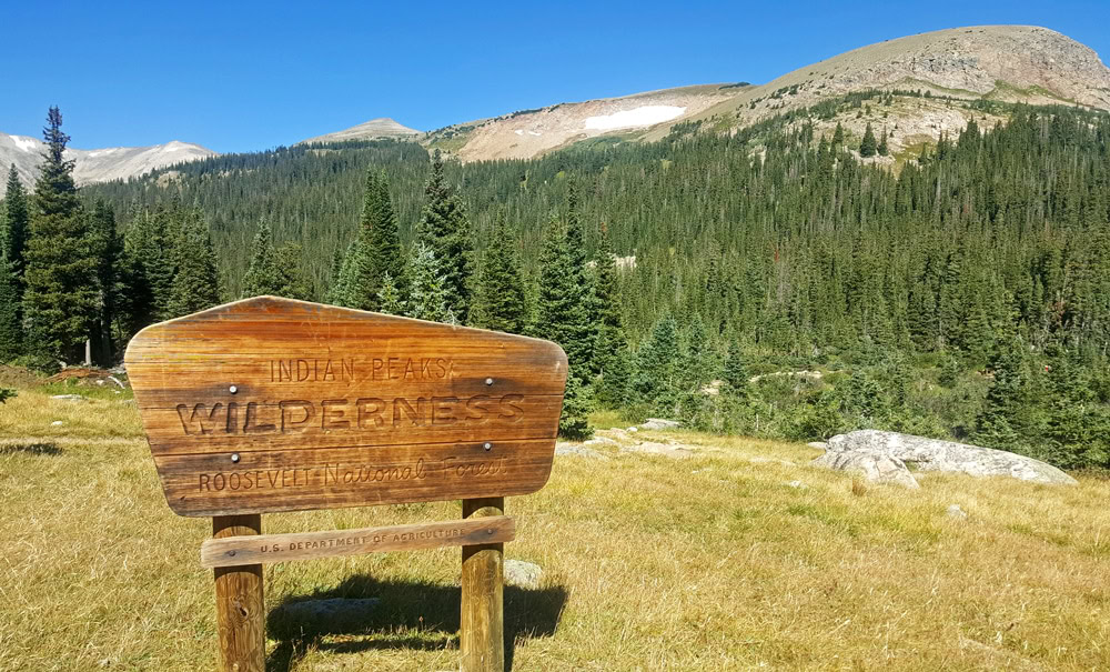 Sign for Indian Peaks Wilderness