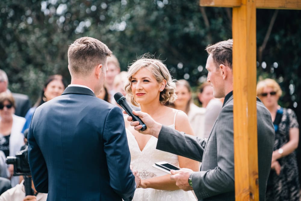 bride exchanging wedding vows