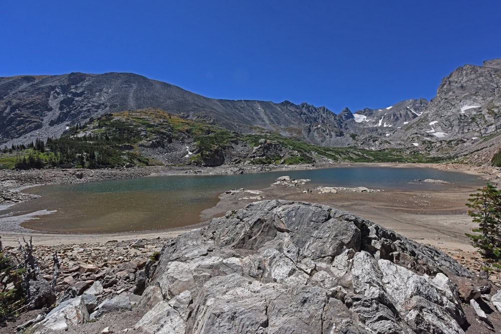 View of a partiall draing Lake Isabelle