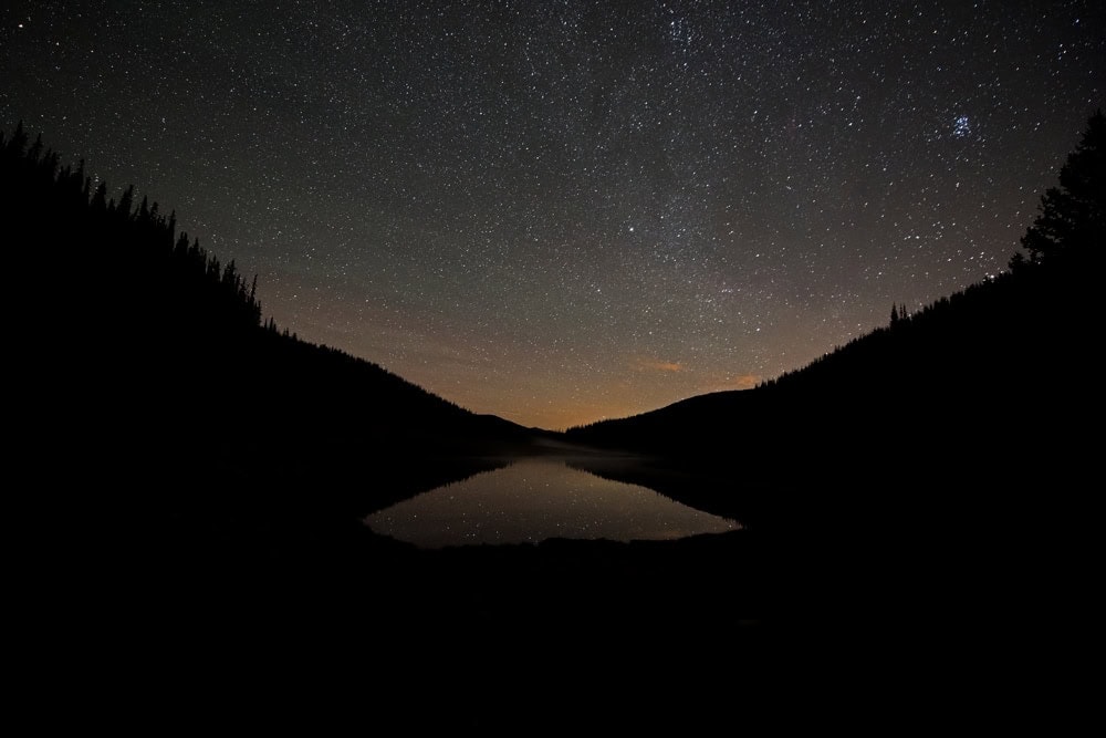 Stargazing in Rocky Mountain National Park at Poudre Lake near Grand Lake, Colorado