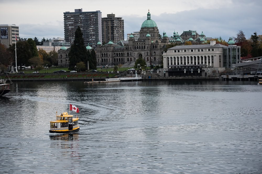 Water Taxi with Canadian flag in Victoria, British Columbia