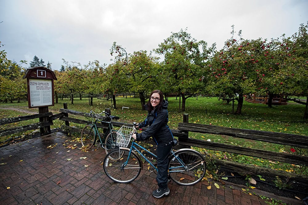 Brooke on a bike for a tour of merridale cidery