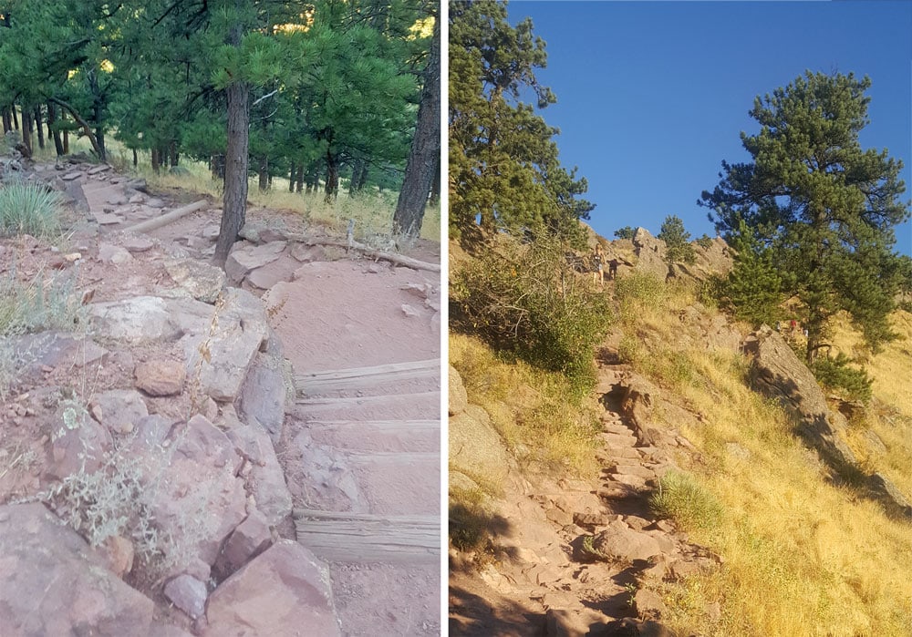 Mount Sanitas Trail showing some of the steps you will need to climb up