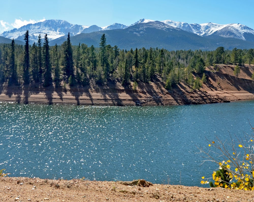 Beautiful mountain lake on the way up Pikes Peak