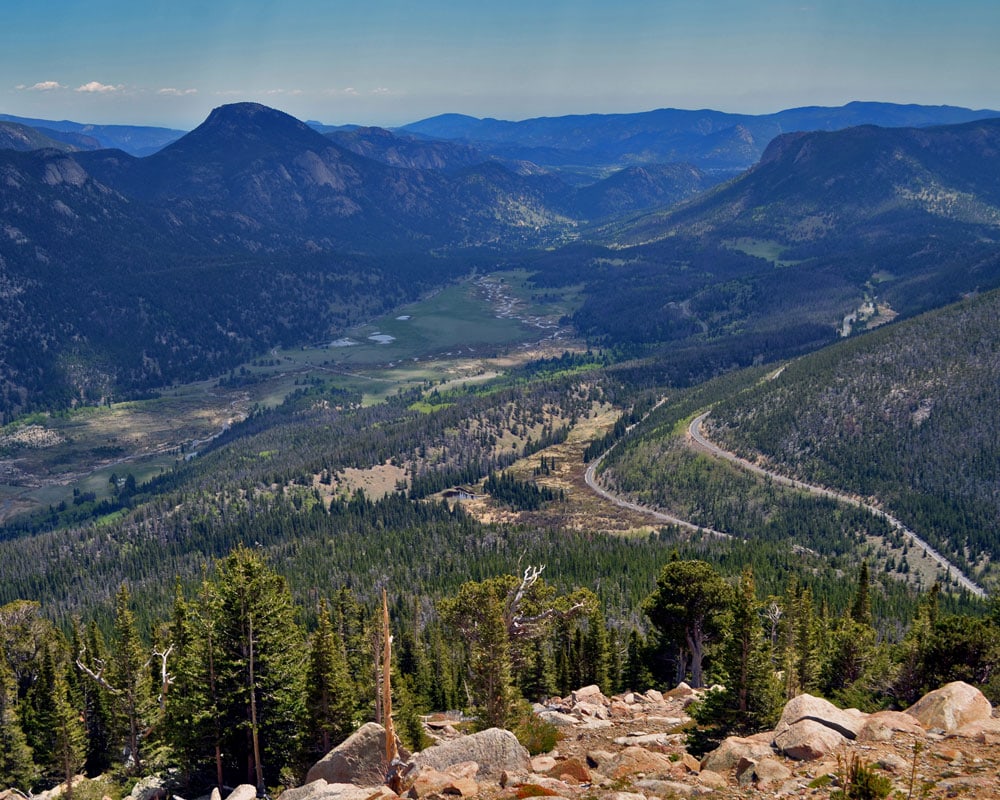 The view into Rocky Mountain National Park from Trail Ridge Road