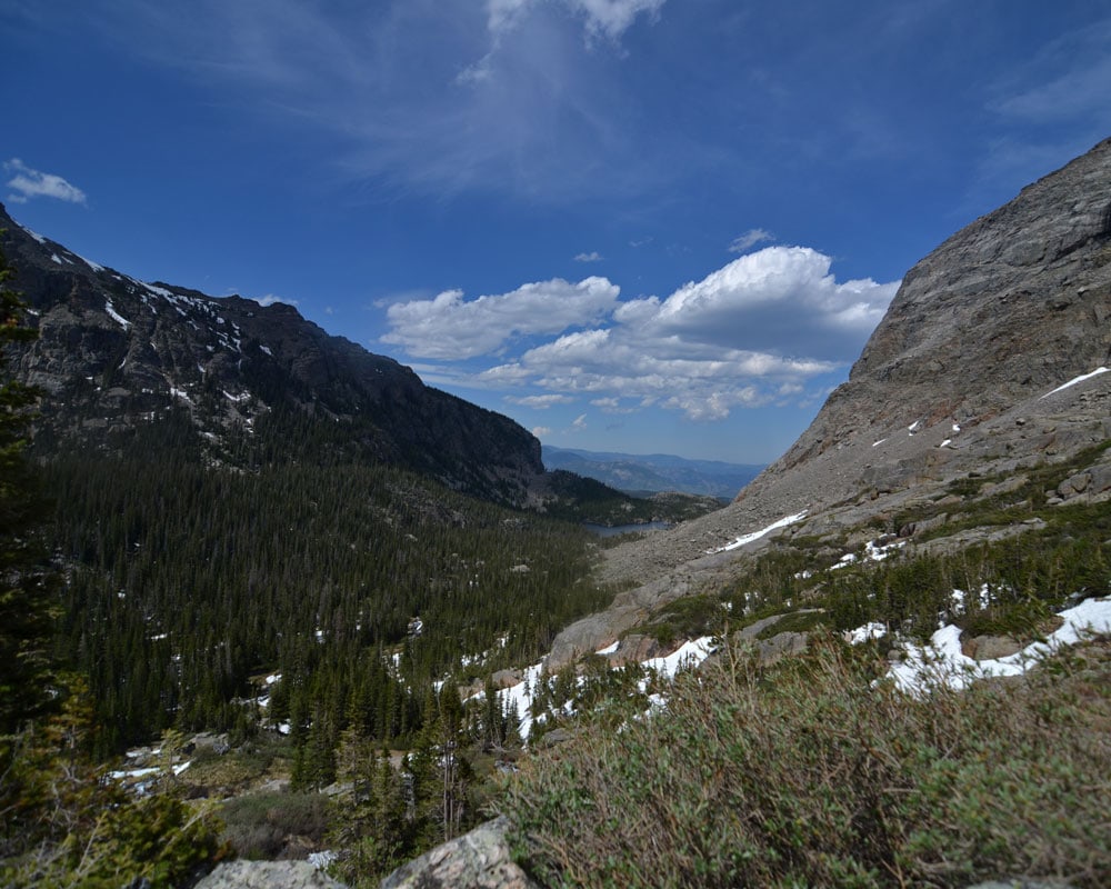 Amazing view down the valley looking towards The Loch from Timberline Falls.