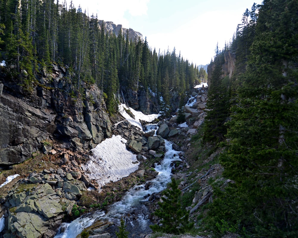 Waterfall shortly before arriving at The Loch on the way to Sky Pond