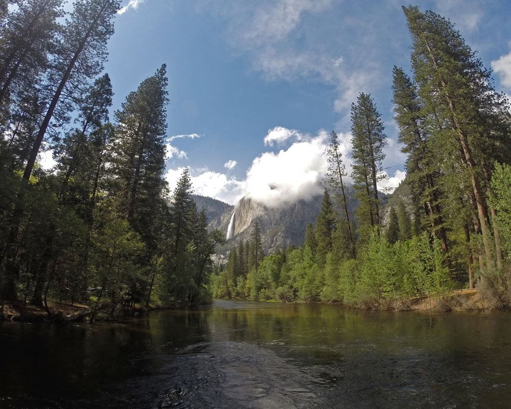 Yosemite River looking towards Yosemite Falls in April