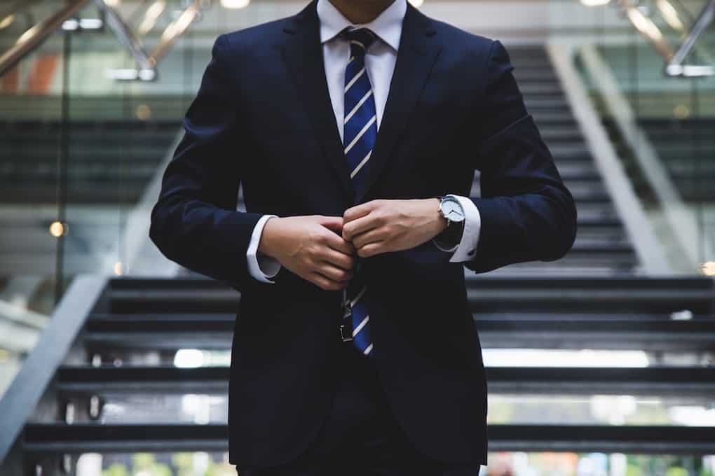 close up of man in smart work suit