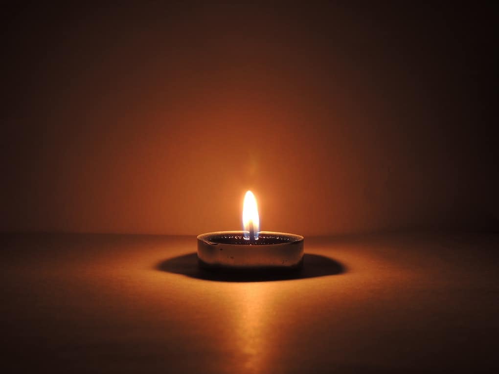 small lit candle