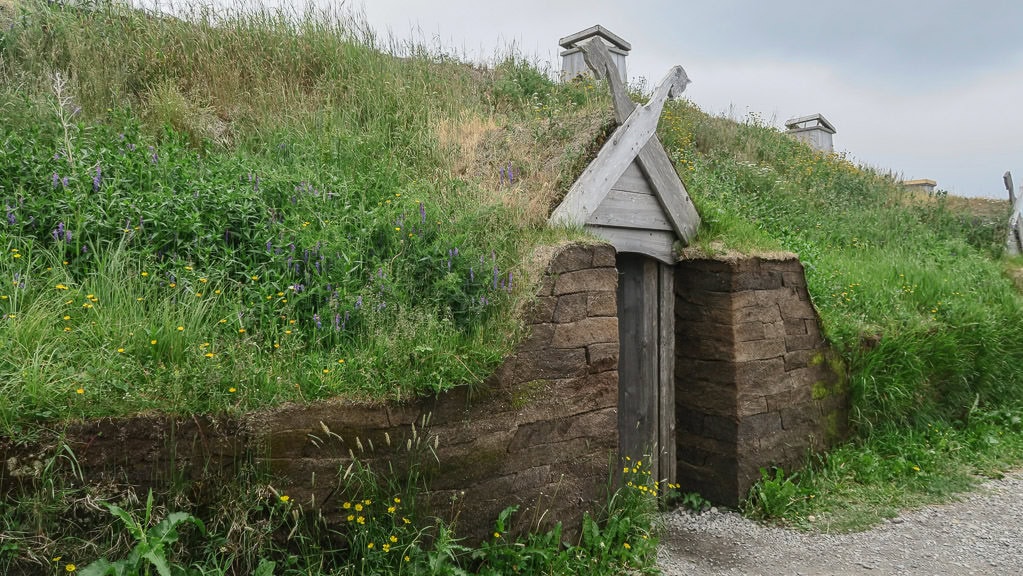 Turf houses at L'Anse Aux Meadows that were part of the old Norse Settlement.