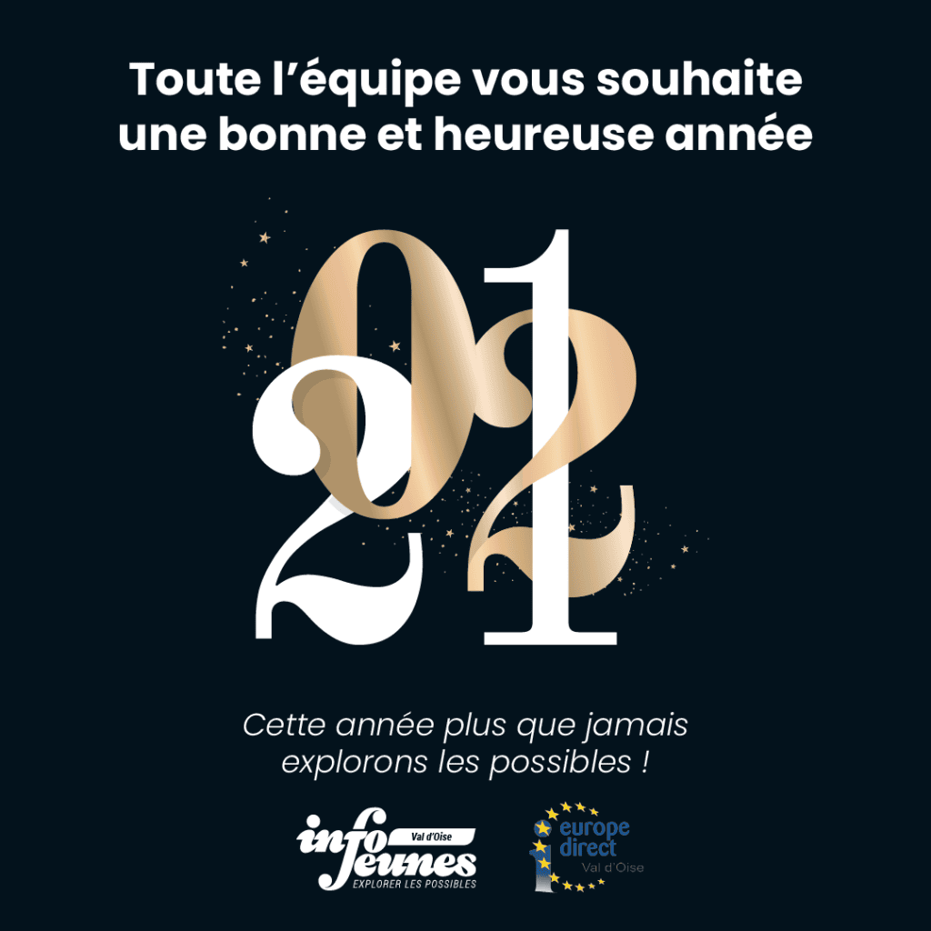 Visuel avec écrit Toute l'équipe vous souhaite une bonne et heureuse année 2021