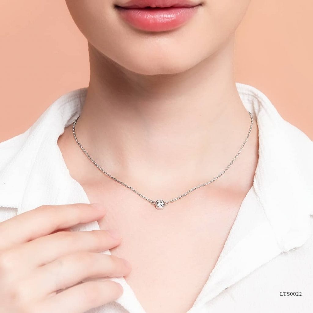 Kalung Emas Putih Berdesain Minimalis LTS0022