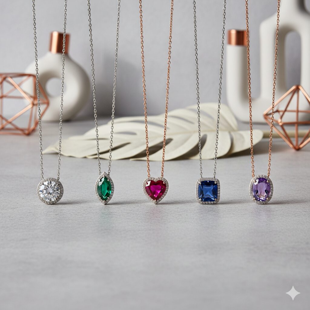 aneka bentuk potongan permata untuk liontin kalung