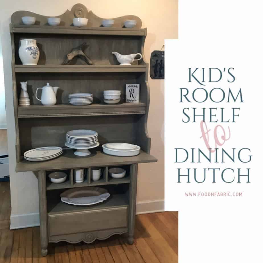 DIY plaster paint upcycled desks hutch finished and styled with white dishes
