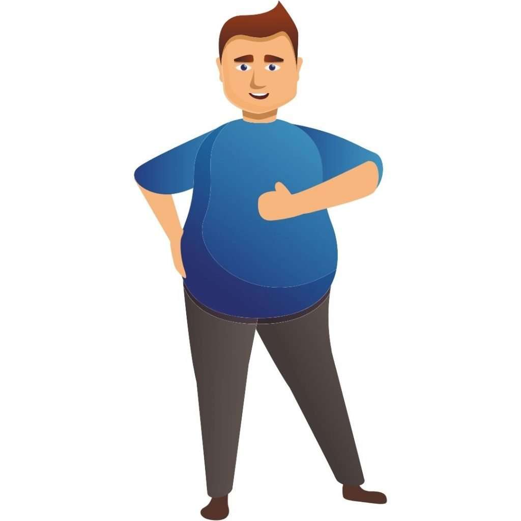 The apple body shape carries weight in the abdomen