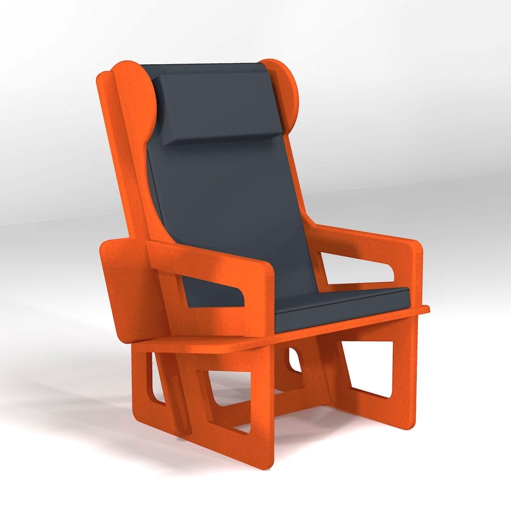 Fauteuil pour senior avec dossier haut, appui-tête et étagère latérale