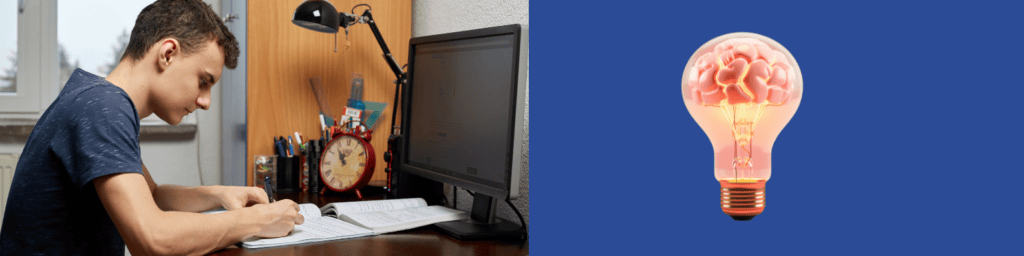 Adolescent en train de travailler seul à son bureau après une mauvaise note, illustrant le “je suis nul(le)”, le manque de confiance et le manque de confiance en soi, avec un message encourageant montrant qu’avec du soutien moral, de l’encouragement et une approche qui dit “c’est ok”, on peut encourager un ado, l’encouragera à progresser et à retrouver confiance.