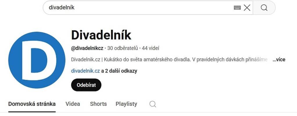 Záhlaví kanálu s tlačítkem Odebírat