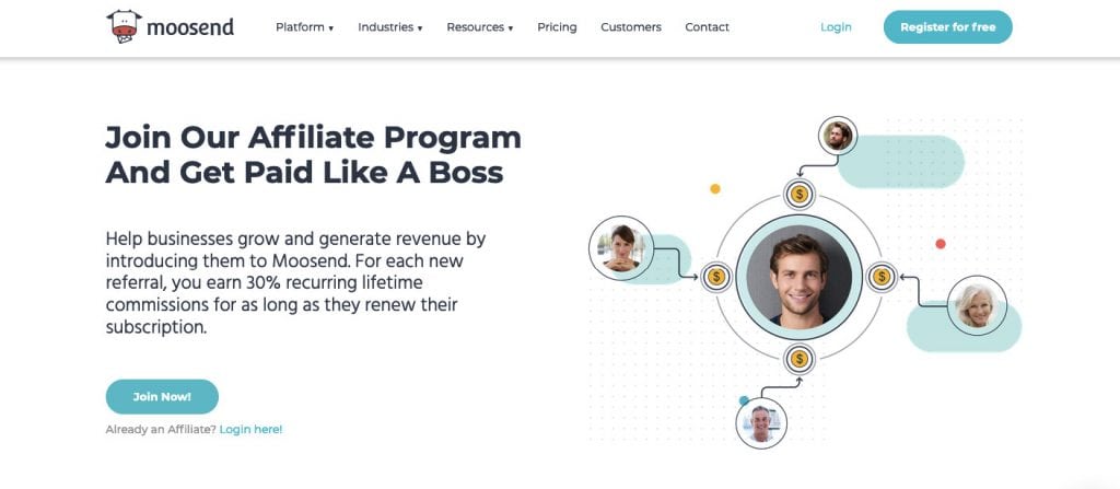 moosend email marketing affiliate program