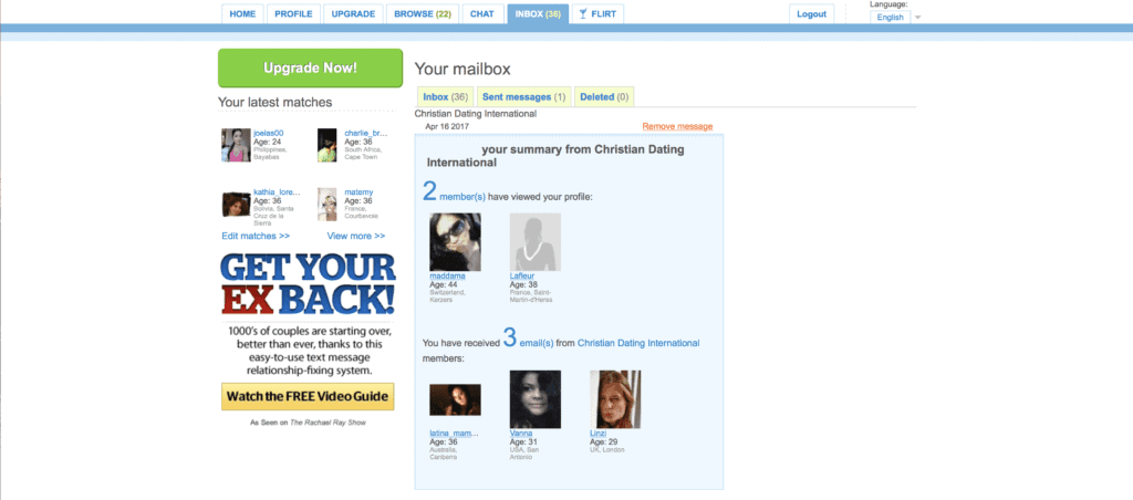 Open inbox representing online dating opportunities and conversations.