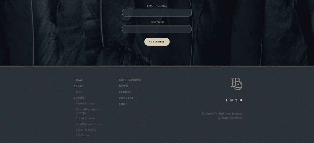 author website footer