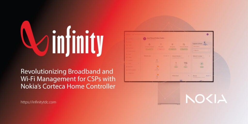 a desktop running Nokia Corteca HC, a broadband device management platform supporting legacy TR-069 TR-369 transition
