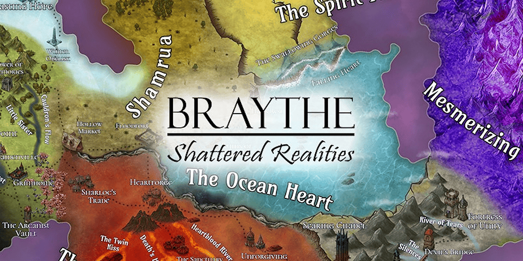 Illustration of a fantasy map from Braythe - Shattered Realities campaign