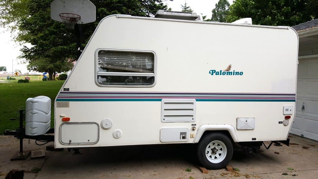 white Palomino travel trailer camper