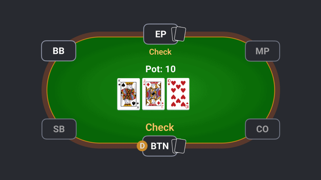 acción de check en poker