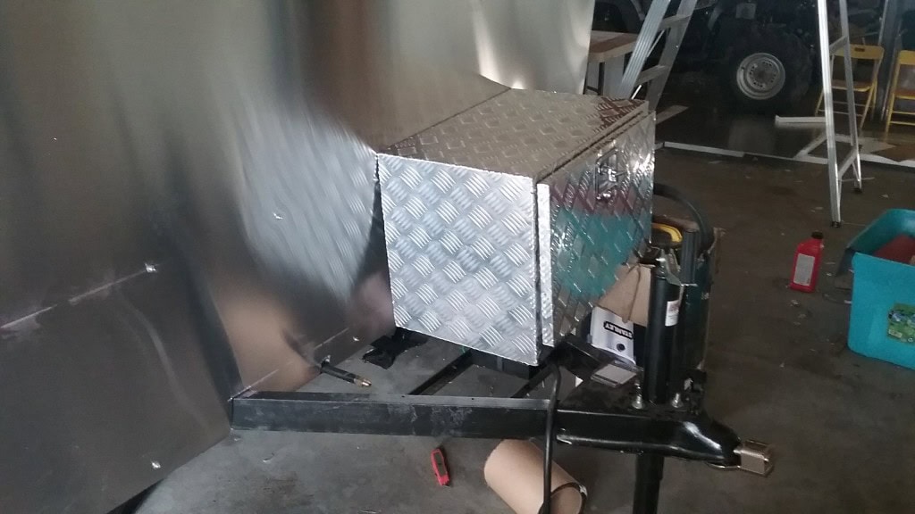 We also got our storage box up front. We were going to get two of these but decided to start with one. Just to make sure here was room for two. It looks good, it looks way better with two actually