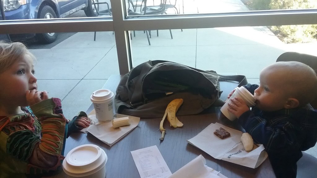 We started the day off right with an outting to Starbucks!  James had to take the [mostly stray] cat into the vet to get microchipped so he can have his own auto food feeder while we're gone.