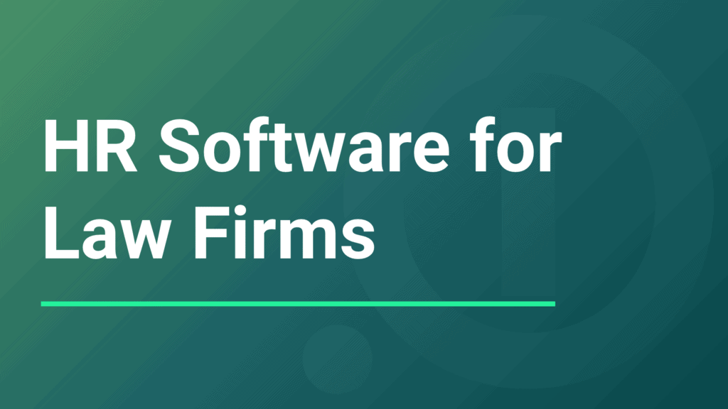 Blog banner featuring the white text “HR Software for Law Firms” on a green-to-turquoise gradient background. A bright green horizontal line appears below the text, with the absence.io logo subtly visible in the background.