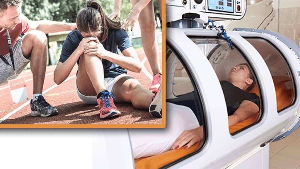 Injured Female Athlete Using Hyperbaric Chamber Therapy for Recovery