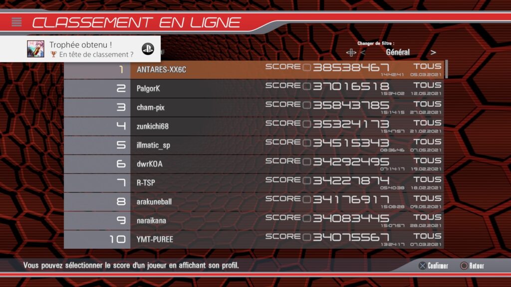 Trophée "En tête du classement ?" (Natsuki Chronicles)