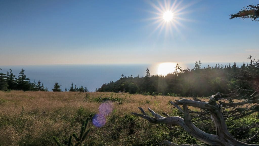 Sun setting over the Atlantic Ocean on the Skyline Loop Trail