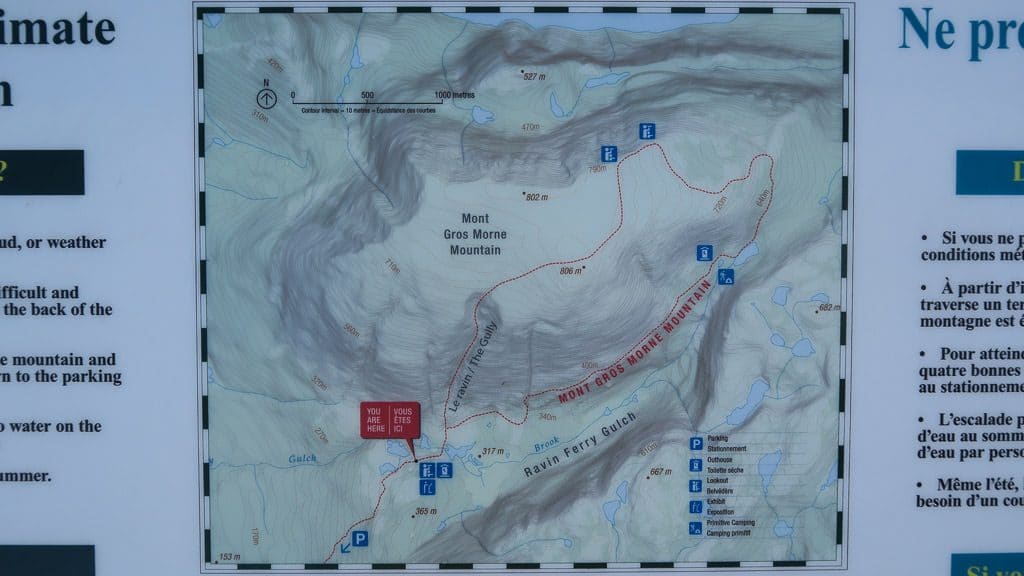 Map of the Gros Morne Mountain Loop trail